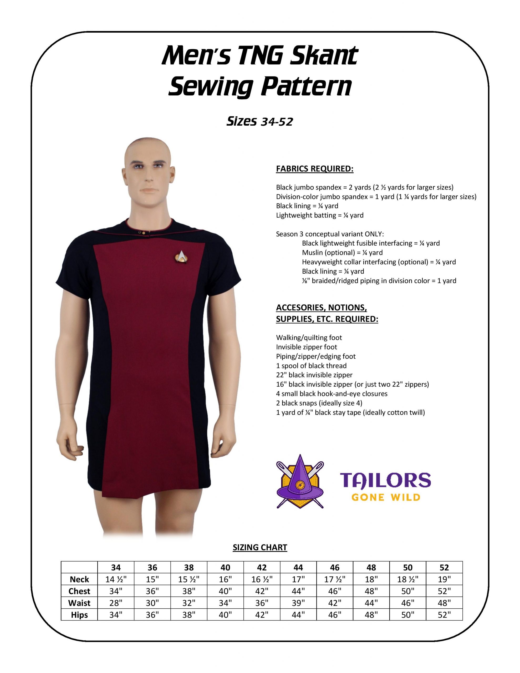 Men's TNG skant sewing pattern - Tailors Gone Wild