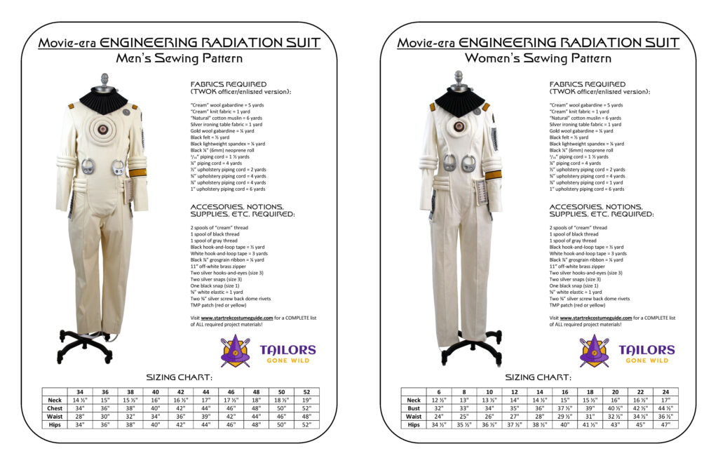 Movieera Engineering Radiation Suit Sewing Patterns! Star Trek