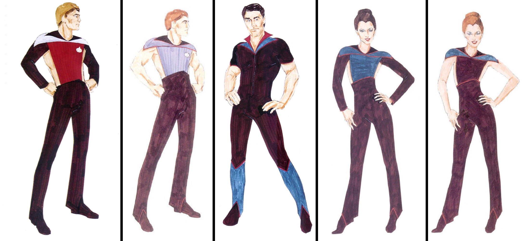 TNG jumpsuit costume sketches - Star Trek Costume Guide