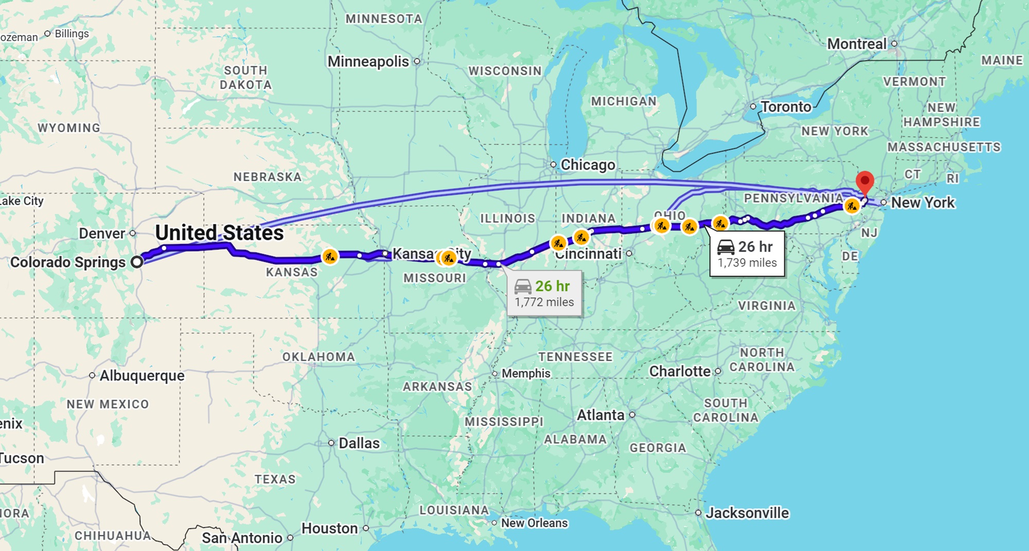 NJ trip fundraiser - driving map